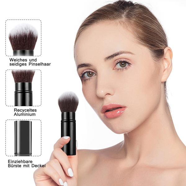 Foldbar Kabuki Makeupbørste, Rejse Pudderbørste til Blush, Polering, Flawless Pudder Kosmetik, Bærbar Ansigts Blushbørste med Wrap