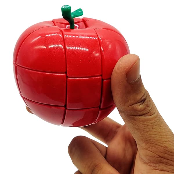 Æbleformet Rubik's Cube Puslespil: Realistisk frugtdesign, speed-solving Rubik's Cube, rød.