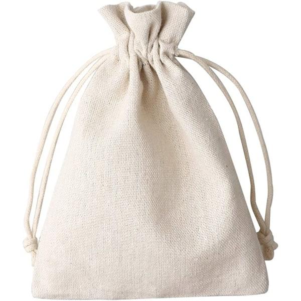12 sm? bomuldsposer Beige bomuldspose Snøretråd