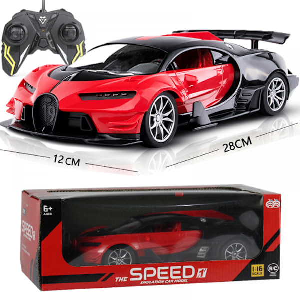 Punainen Veyron RC-auto, lasten kauko-ohjattava urheiluauto, simuloitu automallilelu 1:16, poikien leluauto, kauko-ohjattava auto, 3-6-vuotiaiden syntymäpäivälahja