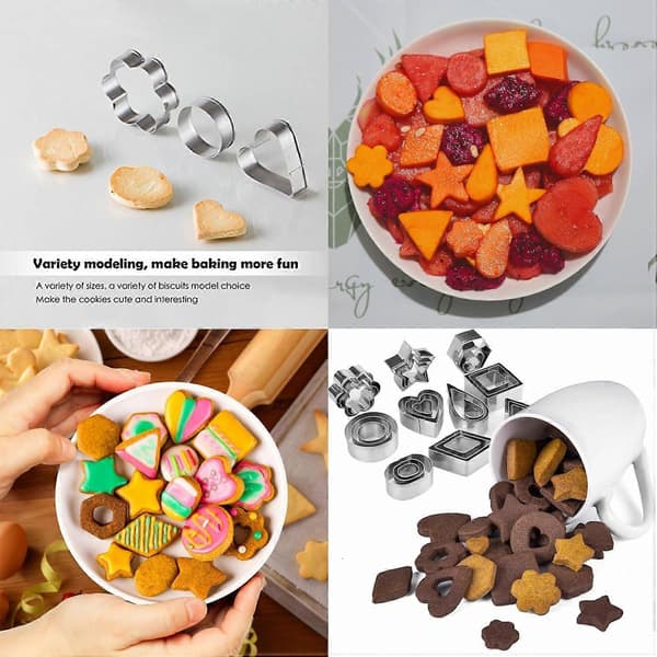 30 stk. kageforme, små forme lerforme, polymerforme, minikageforme i rustfrit stål DIY bageværktøj firkantet trekant oval (BT)