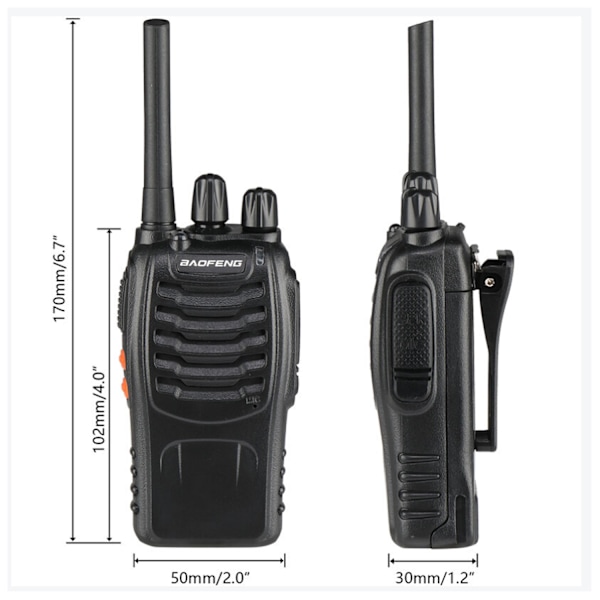 1500mAh Ultra Lang Standby Walkie-Talkie EU Standard Svart 2 PCS