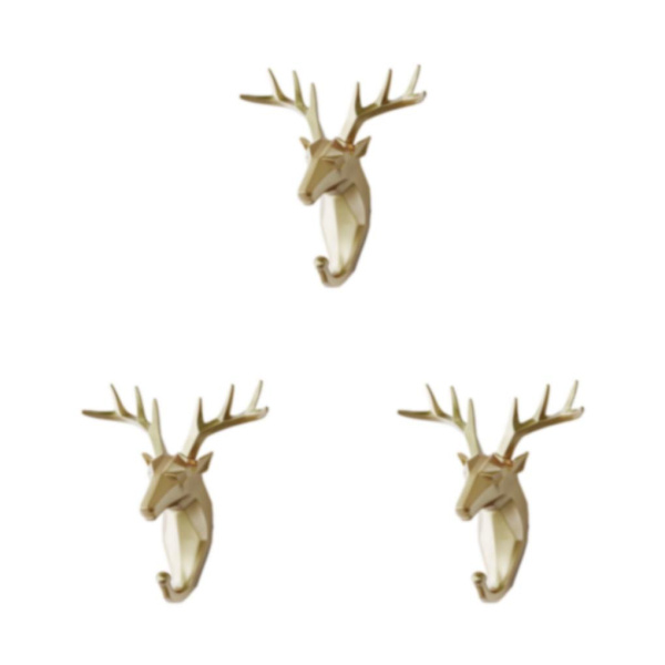 1/2/3/5 Robust og holdbar dyrehoved nøglekrog til enkelt gylden (hjort) golden (deer) 3 Sets