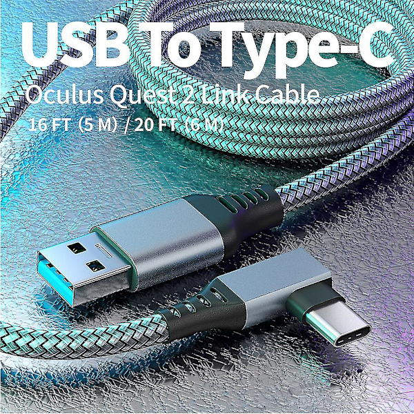 Link-kabel til Oculus Quest 2 Hurtig opladning og pc-dataoverførsel USB C 3.2 Gen1 5gbps Pd-overførsel opladningskabel Vr-headset Link-kabel Grå Grey 5M