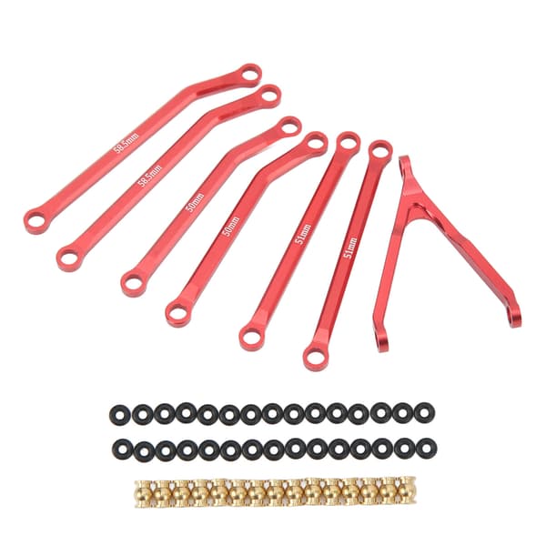 RC Tie Rod Kit Set Ball Head Support Tie Frame Rubber Loop RC Car Shell Accessories 1/24 for Axial Red