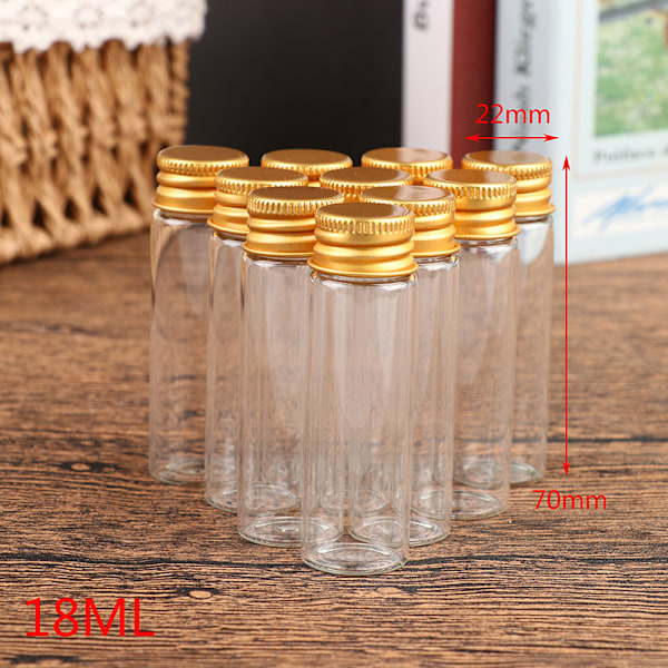 10 stk. 5/7/10/14/18/20ml Glasflaske Lille Glasburk Forseglede Flaske 22*70mm, 18ml