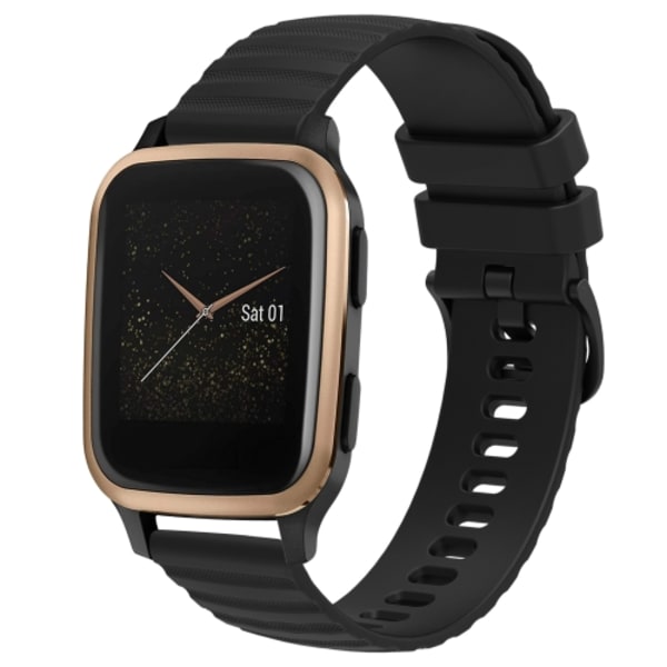För Garmin Venu SQ 20mm Wavy Dot Pattern Solid Color Silikonklockarmband Black