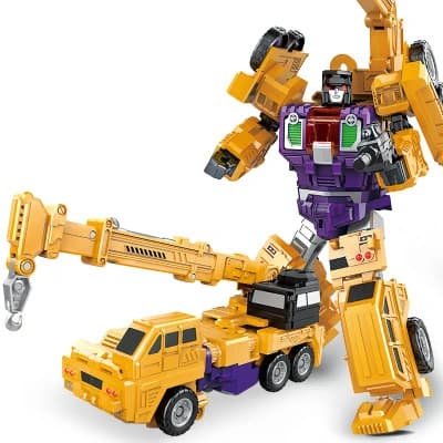 Transformerende Robotbil Legetøj, Deformationsrobot Actionfigur, Kreativ Træk-Tilbage Køretøjsmodel, Interaktivt Samlerlegetøj til Børn Crane