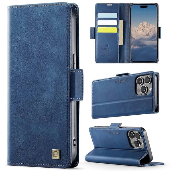 Etui til iPhone 12 Pro Max 6,7 tommer AUTSPACE A11 RFID-blokerende Retro Læder Mobiltelefon Wallet Etui Multicolor Multicolor Blue