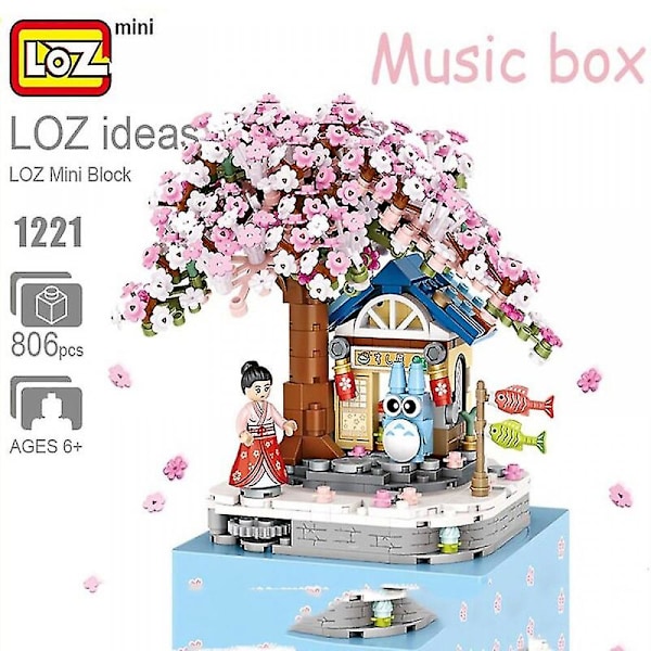 Japan under the sakura tree mini blocks music box building bricks totoro kimono educational toys Med boks With box A