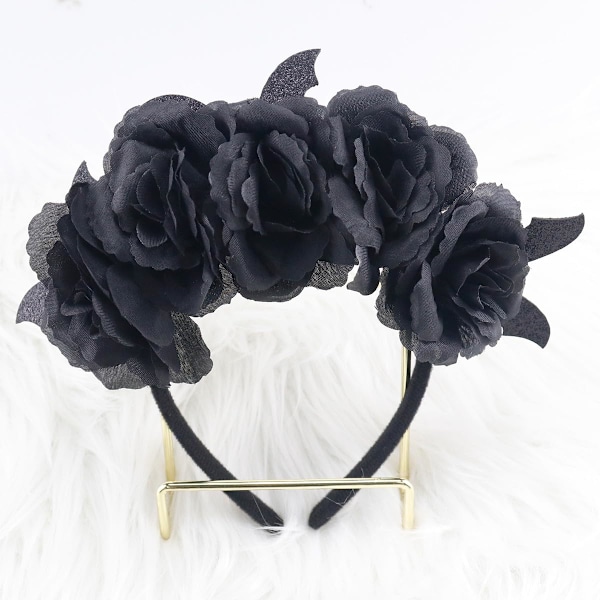 Halloween Hodebånd Svart Rose Flaggermus Hodebånd for Kvinner Gotisk Blomst Hårtilbehør Hodeplagg Hårbøyle Hodeplagg for Jenter Dekorasjon 1STK 3
