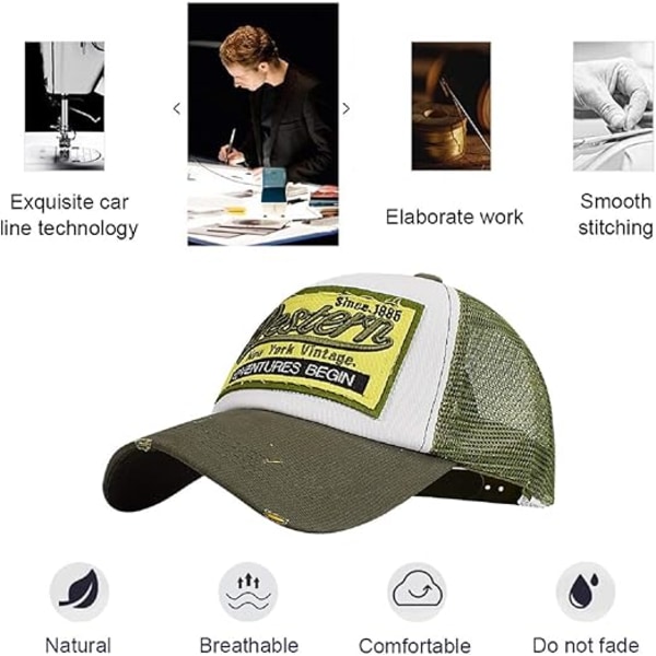 Baseball Cap Mesh Caps Unisex Broderet Bogstav Patch Casual Caps Hip Hop Solhat army green