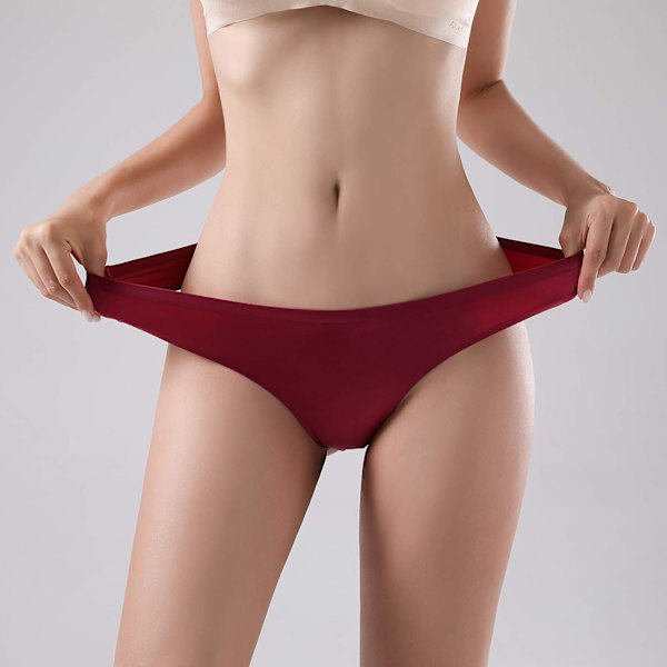 WJ Sømløse Stringtruser for Kvinner Usynlige Undertøy Sexy Blonder Silke 6-pakke color to S
