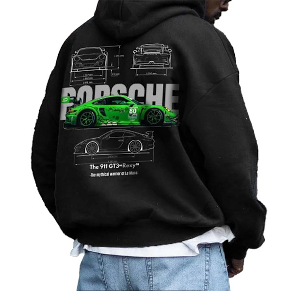 Setcar Porsche911 Print Herre Fashion Hættetrøje til Mænd og Kvinder Farve15 Color15 L