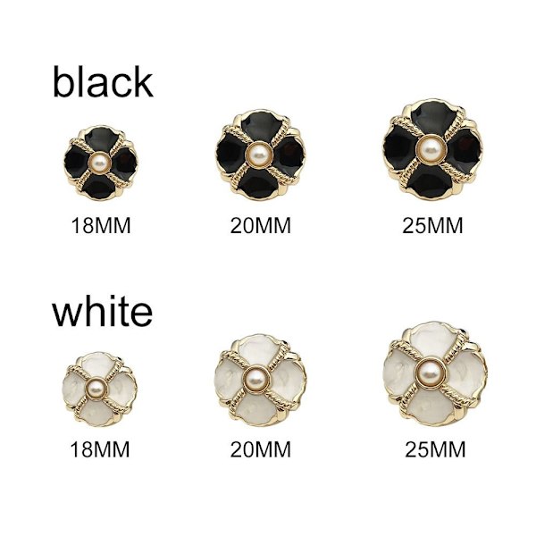10 stk. metalperleknapper skjorteknapper SORT 25MM10PCS 10PCS - på lager sort black 25MM10pcs-10pcs