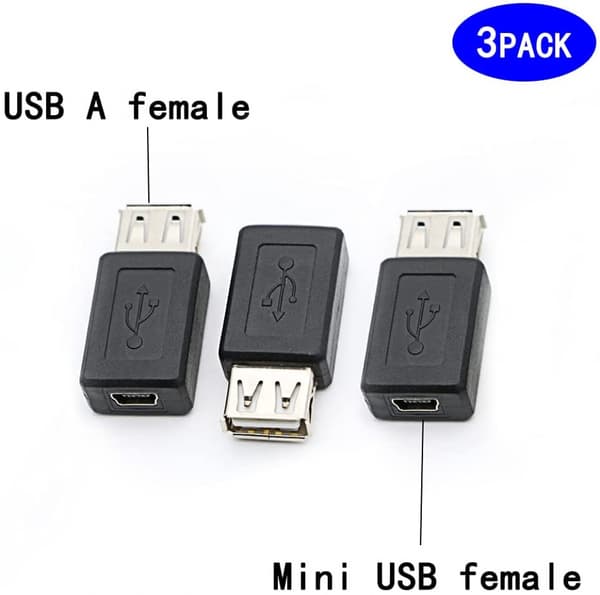 USB 2.0 A hunn til USB B Mini 5-pinners hunn adapter konverter, støtter 2.0 dataoverføring