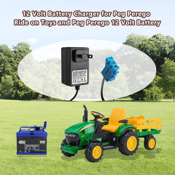 12V batterilader for Peg Perego Ride-On leker, erstatningsstrømadapter med sikker ladebeskyttelse