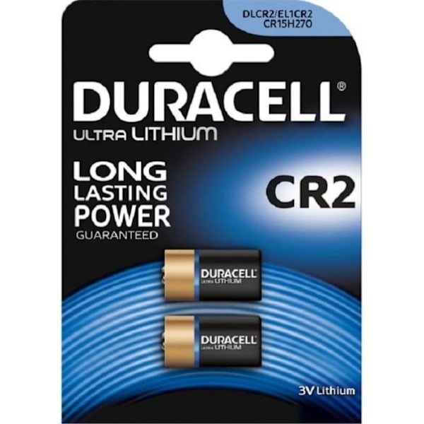 2 stk CR2 litiumbatterier fra Duracell 3V fotobatterier