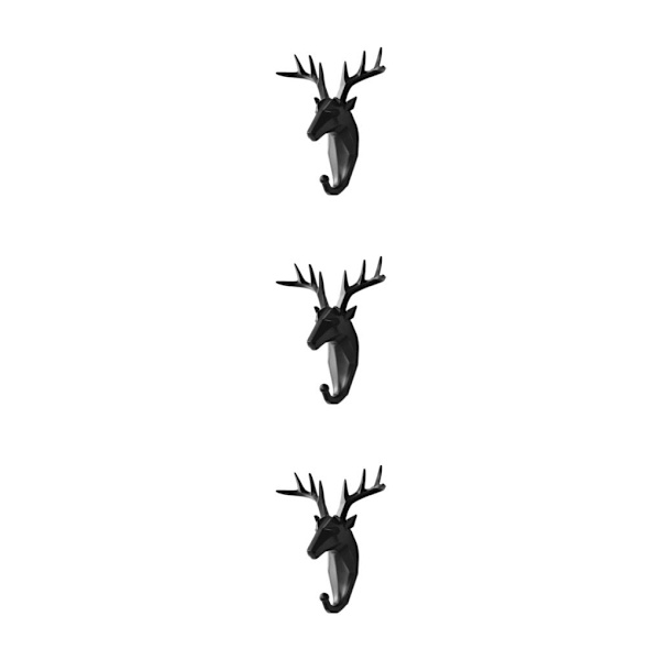 1/2/3/5 Robust og holdbar dyrehoved nøglekrog til enkelt sort (hjort) black (deer) 3 Sets