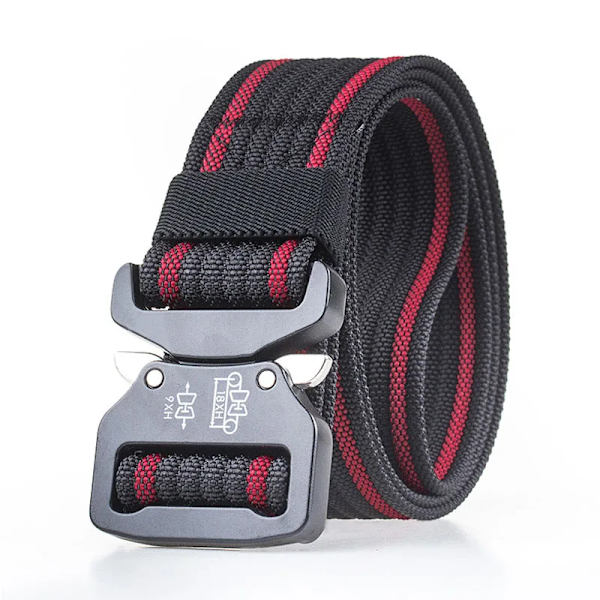 Retro Politi Taktisk Bælte Stærk 1200D Ægte Nylon Militær Hær Bælte Rustfrit Metal Hurtigudløser Spænde Qutdoor Arbejdsbælte Sort r Black red 125cm Adjustable