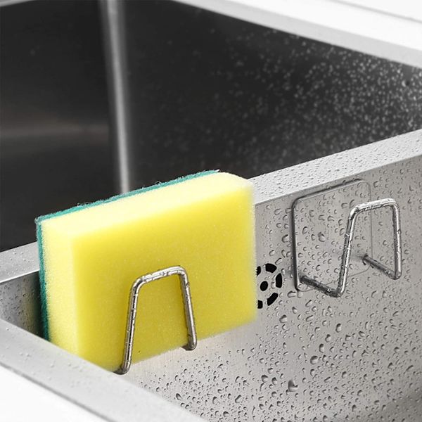 Disktrasehållare 4 st Rostfri och hållbar disktrasehållare i rostfritt stål Starkt lim Liten disktrasehållare Håll ordning silverfärgad silvery 4pcs