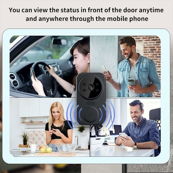 Trådlös videodörrklocka, smart home wifi dörrklocka utomhus trådlös dörrklocka kamera chime tvåvägs ljud intercom nattseende smart life app
