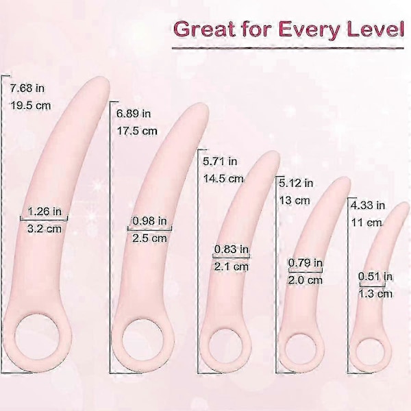 5-pack Silikon Bäckenbottenmuskel Dilator Träningssats Bäckenstav Massager för Kvinnor Bäckenbottenmuskeltränare, Bäckenbottenförstärkningsenhet
