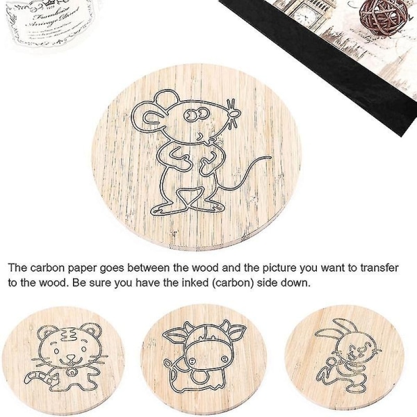 100 ark kolpapper, svart grafitpapper för att spåra mönster på trä, papper, duk och ot