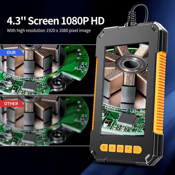 Industriel Borescope, 1080P HD Digital Borescope, 4,3 tommer skærm
