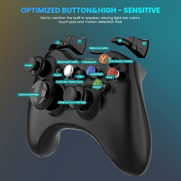 Xbox 360 trådløs controller 2,4 GHz gamepad joystick trådløs controller (sort)