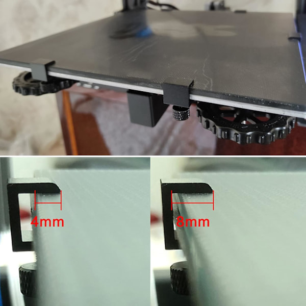 4 stk. Glasseng Klemmer Glasshylle Brakett Aluminiumlegering Hot Bed Glass Plattform Monteringsbrakett for 3D-skriver Justerbar 3D-skriver Tilbehør,