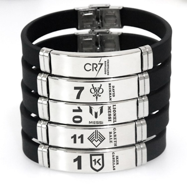 Fotbollsklubbs Sport Silikon Armband Rostfritt Stål Justerbart Armband*2st - Perfekt Tony Cross