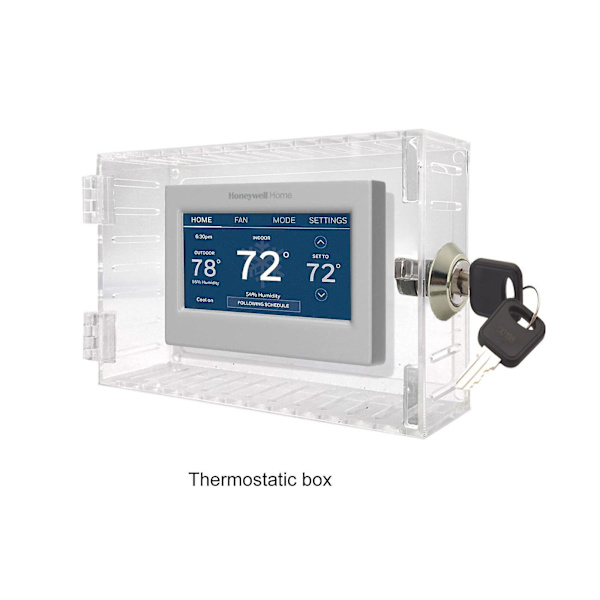 Universell termostatlåsbox med nyckel, stort transparent lock för väggmonterad termostat, lock