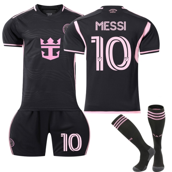 2024 Inter Miami CF udebanefodboldtrøje med sokker til børn nr. 10 Messi Away 22