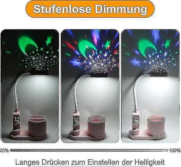 Genopladelig LED-skrivebordslampe til børn med automatisk farveskift og dæmpbart lys til studier Pink