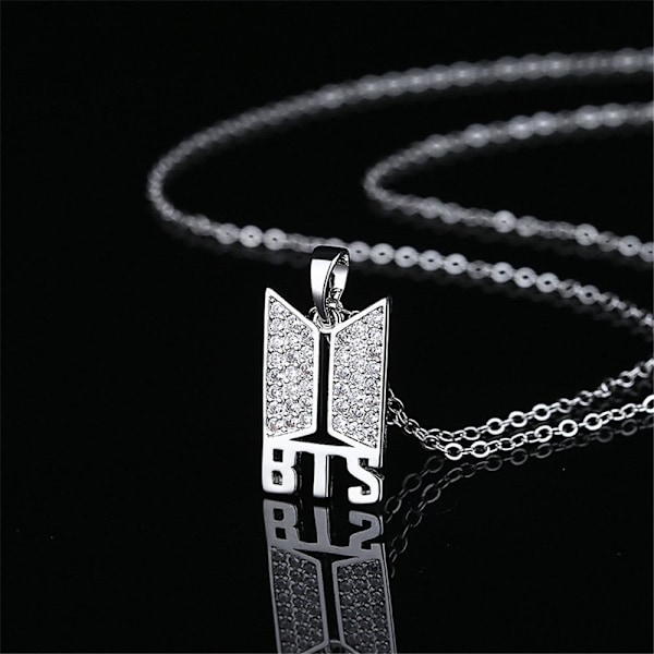 Hallyu Kpop 18k guldpläterat BTS hängsmycke halsband - hög kvalitet silver