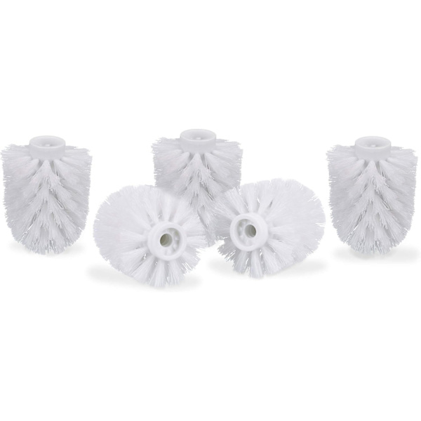 Toiletbørstehoved i 5-pak, løse toiletbørster 9,5 mm gevind, udskiftningsbørstehoved diameter 9 x 7 cm, hvid