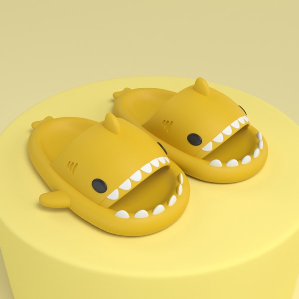 Cartoon shark super soft slippers women's non-slip indoor home Yellow