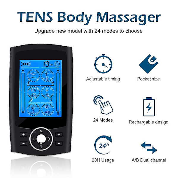 24 lägen hälsovård kroppsmassage elektrisk Ems muskelstimulator Tens av enheter elektronisk puls meridianer fysioterapi massageapparat