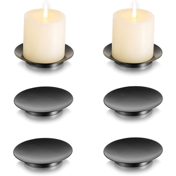 Ett set med 6 ljushållare - runda ljushållare, Svart 11 cm, ir
