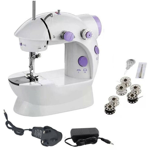 Mini elektrisk symaskin, resesymaskin, bärbar elektrisk handsymaskin hem DIY med MODOU