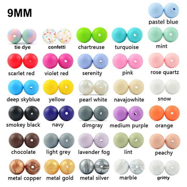 50 stk./parti silikoneperler 9/12/15MM perler til smykkefremstilling armbånd DIY suttekæde halskæde smykketilbehør mixed color 9mm