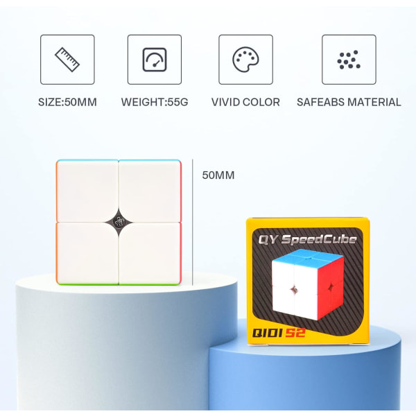 Hastighetst kub 2x2 Stickerless, Professionell Pusselkub, Hjärnteaser Leksak