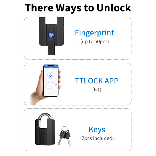 Högpresterande fingeravtryckslås med APP Vattentät smart hänglås med nyckel för lagerstaket Utomhusgrind Reable Smart hänglås