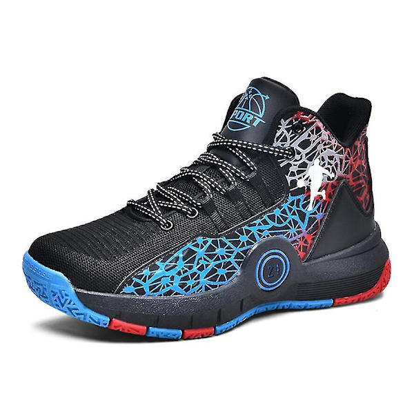 Herre Basketball Sko Lace Up High Top Sneakers Herre Retro Basketball Sko Pustende Trend Herre Sneakers Gå Sko Svart Blå 2 Black blue 2 43