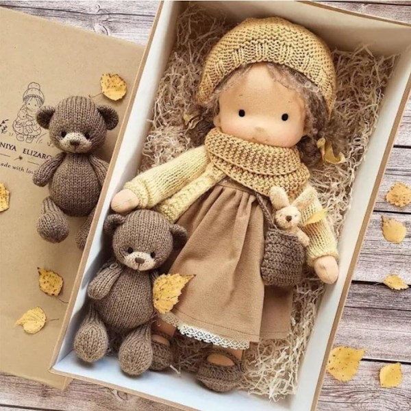 Waldorf-nukke, Käsinneulottu Nukke, Käsintehty Pehmonukke, 12 Tuuman Käsintehty Waldorf