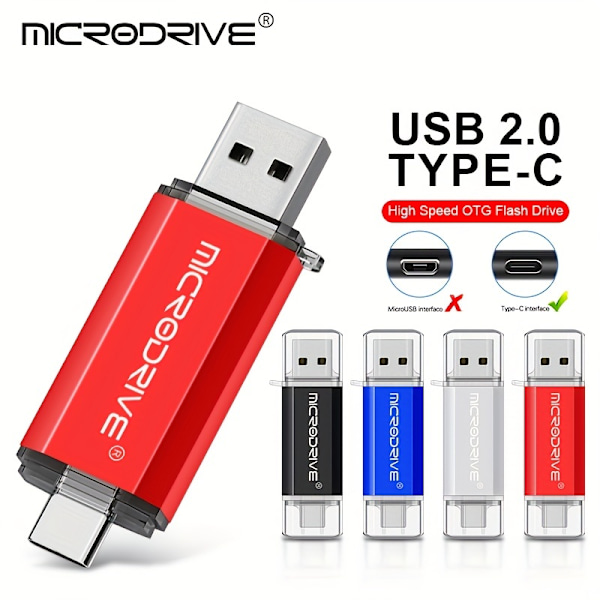 Microdrive 128GB 64GB 32GB 16GB 8GB 4GB USB Type C Hög hastighet USB Flash Drive OTG Pen Drive Type-C