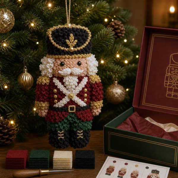 DIY 3D Stoff Julepyntsett, Håndlaget Poke Håndverkssett for Juledekor 3
