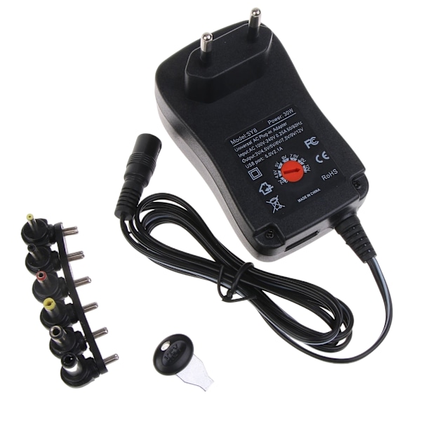 3-12V AC/DC-strömförsörjning 3-12V Justerbar spänning Multifunktionell laddare med USB-utgång 6 DC-spetsar