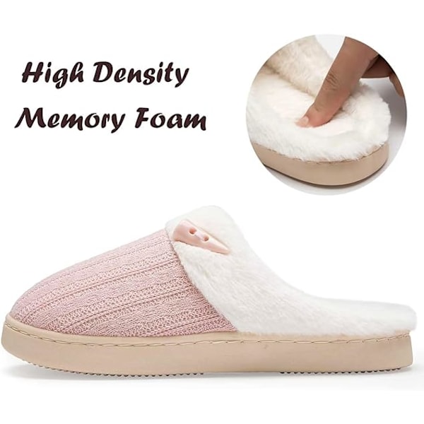 Damtofflor med fluffigt foder, Memory Foam, tofflor att sticka in i, halksäkra, varma plyschskor för sovrummet med fuskpälsfoder